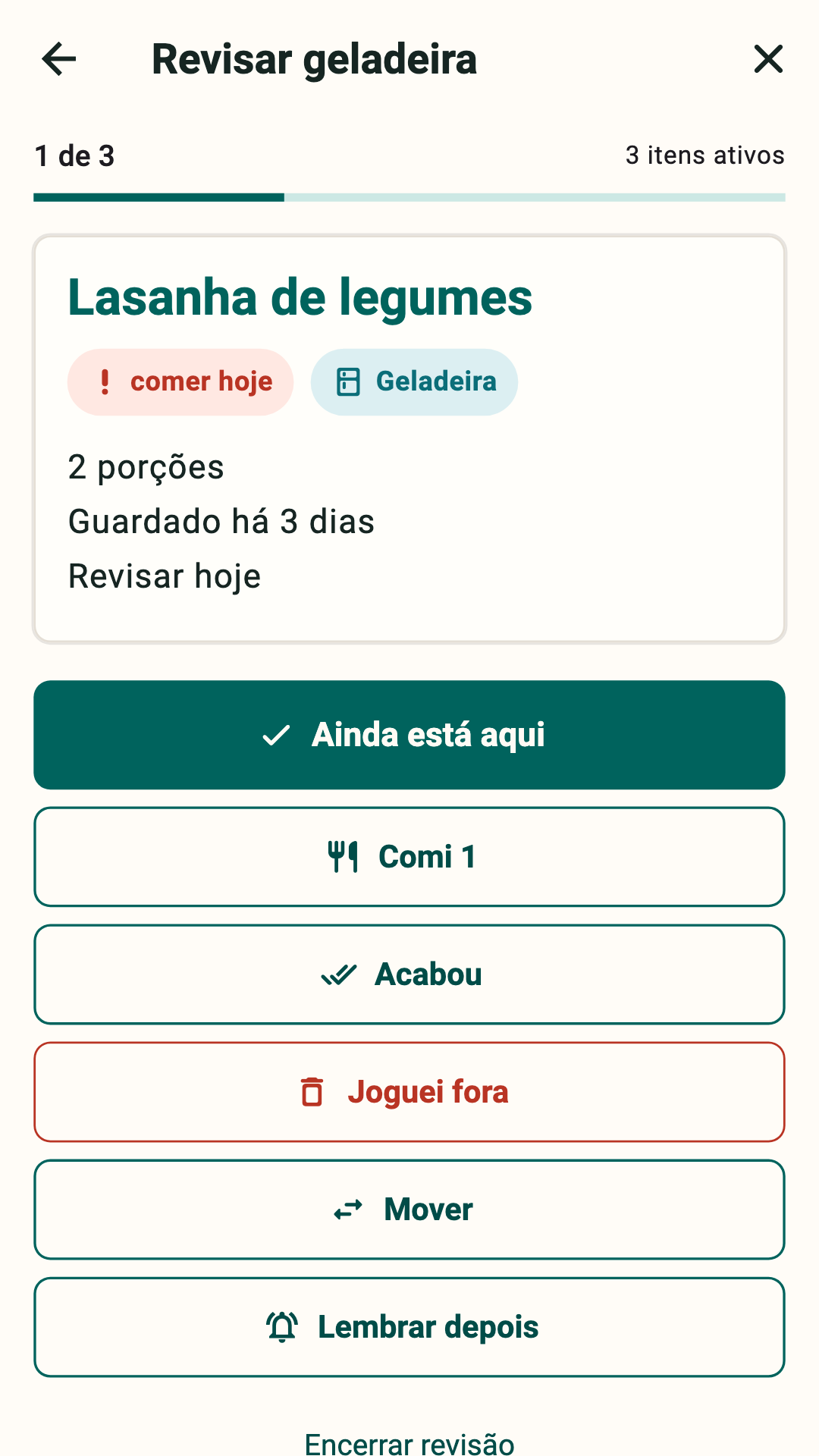 Revisão guiada da geladeira no ProntoBox